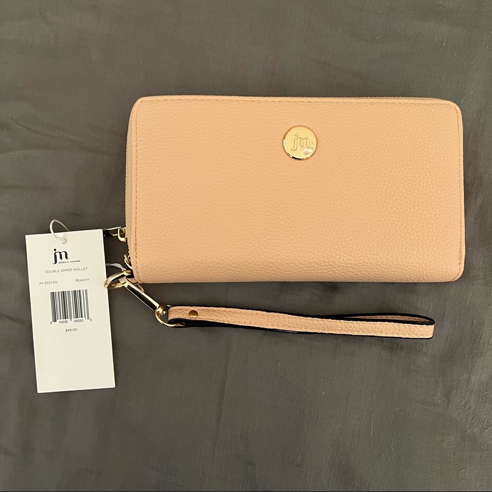 BNWT Jessica Moore double zipper wallet